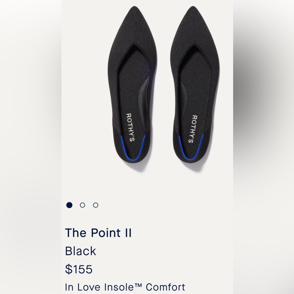 🔥Rothy's Elegant Black Flats with Blue Detail - Picture 5 of 14